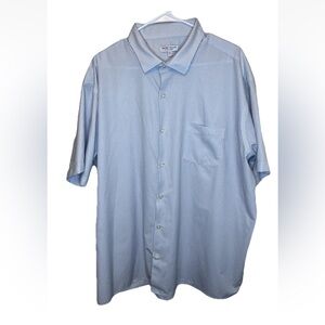 Peter Millar Summer Comfort Light Blue Orange Short Sleeve Button Up Size XXL